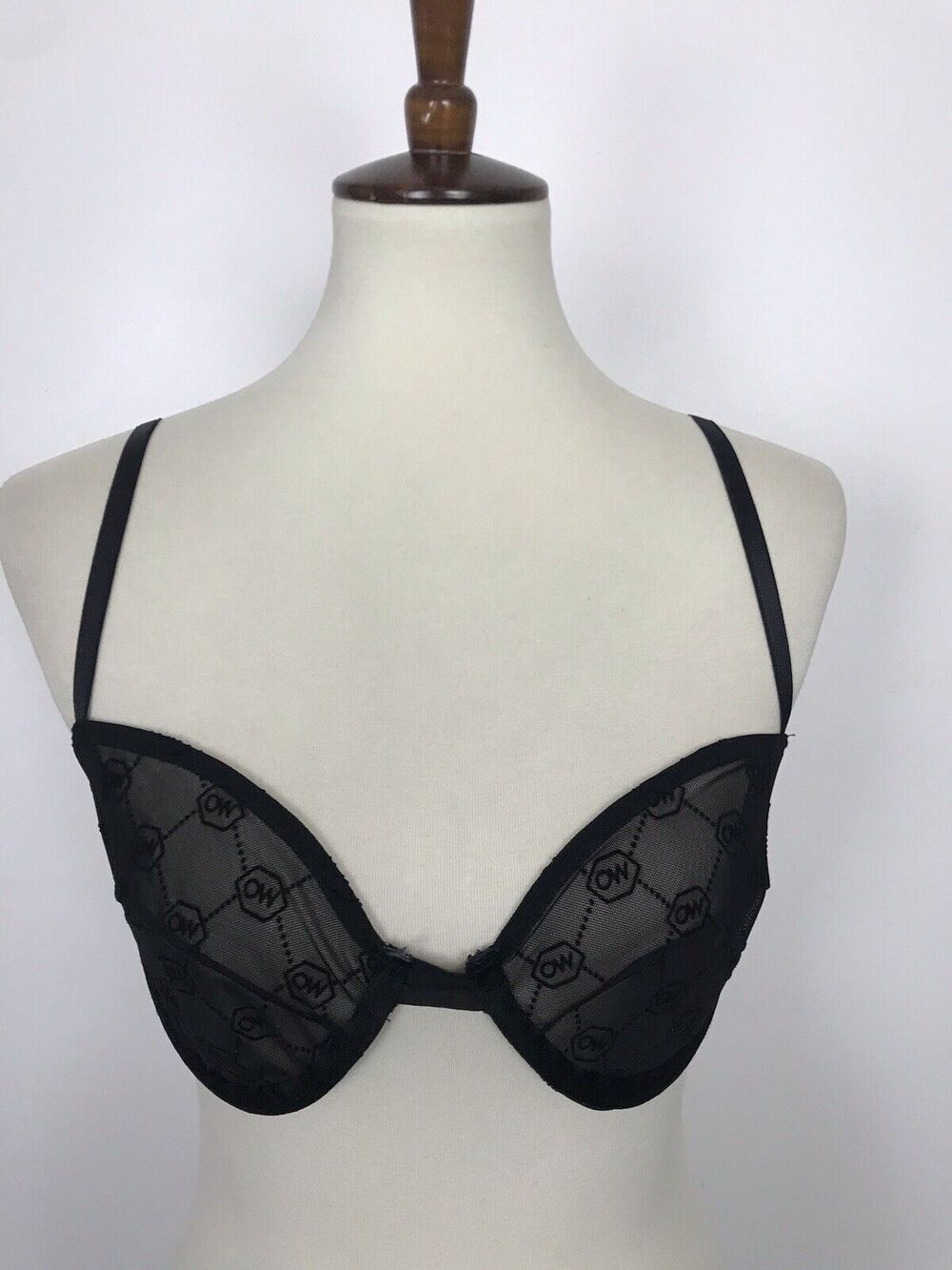 OW Intimates Lingerie Bra Logo Semi Sheer Mesh